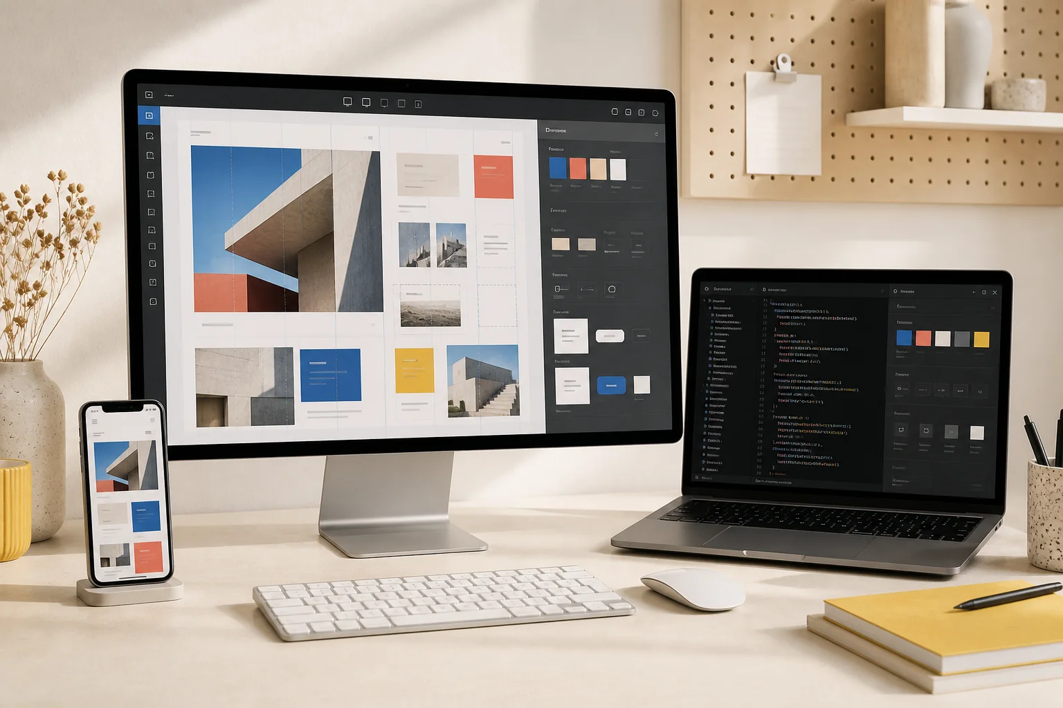 Responsive web application design and frontend code across desktop, laptop, and mobile screens